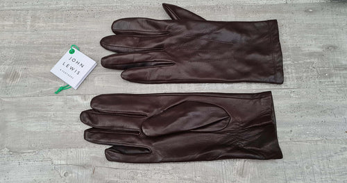 Women's Brown Leather Gloves Size M