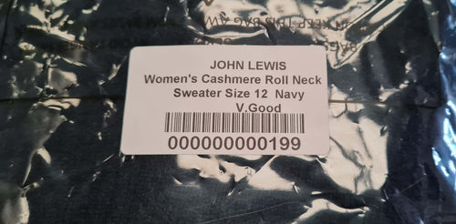 Women's Cashmere Roll Neck Jumper Size 12