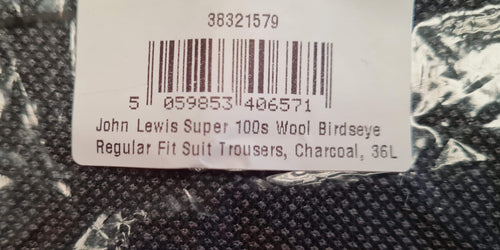 Super 100s Wool Birdseye Regular Fit Suit Trousers Size 36L