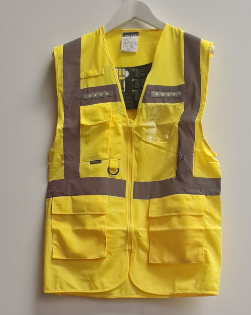 Portwest Hi Vis L476 Built in LED Executive Vest Safety Waistcoat - Yellow Size S