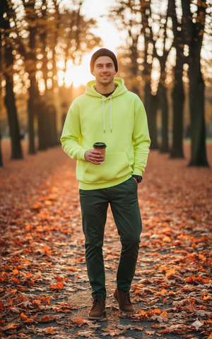 Men's Yellow Hooded Sweatshirt Size XL