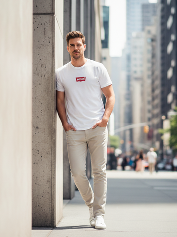 Men's White Cotton Short Sleeve T-shirt Size M