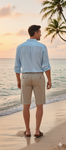 Men's Beige Linnen / Cotton Shorts Size W36