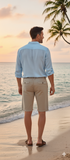 Men's Beige Linnen / Cotton Shorts Size W36