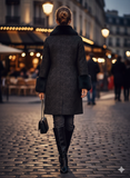 Black Metallic Jacquard Women's Coat Size 10