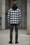 Quilted Plaid Shirt Jacket Black and White Shacket Size XL