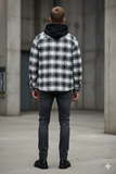Quilted Plaid Shirt Jacket Black and White Shacket Size XL