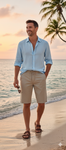 Men's Beige Linnen / Cotton Shorts Size W36