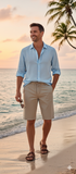 Men's Beige Linnen / Cotton Shorts Size W36