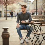Men's Henley Long Sleeve Top Grey L