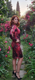 Silk Floral Ruched Knee Length Dress Size S