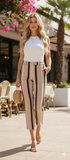 Women's Cropped 3/4 Striped Trousers Size 8 Short