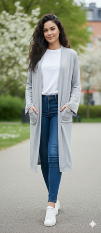 Women's Grey, Long Cardigan or Bathrobe/Home Cover-up Size 6/8