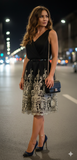 Women's Black Midi Evening Mesh Dress Size 12