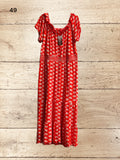 Women Red Short - sleeve Summer Dress Size 18