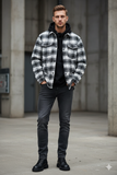 Quilted Plaid Shirt Jacket Black and White Shacket Size XL