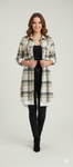 Long Plaid Overshirt Black– Beige-Green Size UK 10