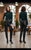 Women's Turtle Neck Phené Top 'Lolita Leopard Green Size S