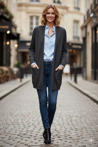 Women's Cashmere Long Cardigan Size L
