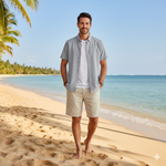 Men's Slim Fit Short Sleeve Cotton Shirts Size 17.5