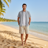 Men's Slim Fit Short Sleeve Cotton Shirts Size 17.5