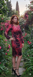 Silk Floral Ruched Knee Length Dress Size S
