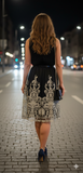 Women's Black Midi Evening Mesh Dress Size 12