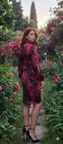Silk Floral Ruched Knee Length Dress Size S