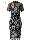 Elegant Women's Cocktail Dress with Embroidered Roses Size S