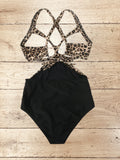 Women Leopard Print Wrap Cut Out One Piece Swimsuit Size M / UK 12 - 14
