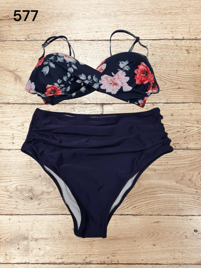 High Waisted Bikini Set Push Up Bikini Top Tummy Control Size S