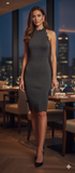 Bandage Dress with Brocade and Scallop Neckline Size 6