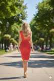 Women's Orange Bodycon Midi Dress Size S