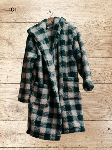 Women's Borg Robe Check Gnmu Size L