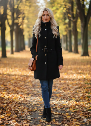 Women's Black Mid-Length Coat Size 6