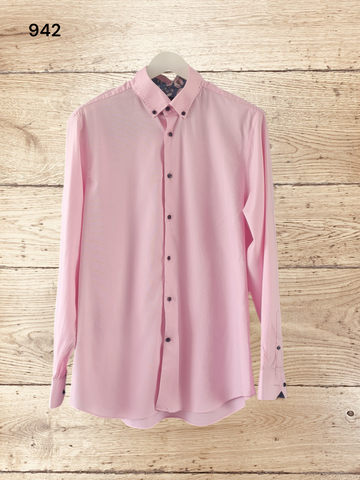 Men's Pink Long Sleeve Shirts Size XL / 17.5
