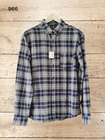 Men's Check Long Sleeve Flannel Shirts Size L