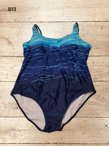 Women Tummy Control One Piece Criss Cross Back Swimsuit Size L