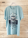Men's VW Print Cotton Blue T-shirt Size XL