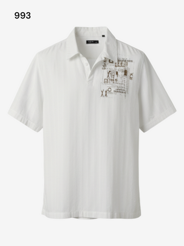 Men's Short Sleeve Print Cotton Shirts Size XL