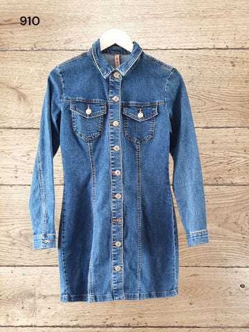 Women Denim Mini Dress / Long Shirts Size 10