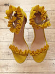 Ruffle High Heel Sandals Yellow Size EU 38 / UK 5