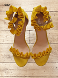 Ruffle High Heel Sandals Yellow Size EU 38 / UK 5