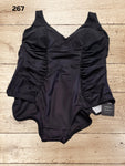 Plain Side Rouched One Piece Swimsuit Size 16