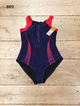 Womens Zip Front Athletic One Piece Swimsuit  Size S / UK 10