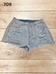Women's Ripped Raw Hem Distressed Denim Shorts High Waist Size M