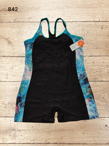 Women One Piece Swimsuit Leg Cut Swimming Costume Size L / UK 14