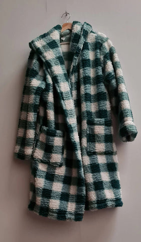 Women's Borg Robe Check Gnmu Size L