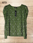 Women's Long Sleeve Blouse Semi Sheer Puff Sleeve Size XL / UK 20