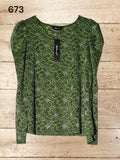 Women's Long Sleeve Blouse Semi Sheer Puff Sleeve Size XL / UK 20